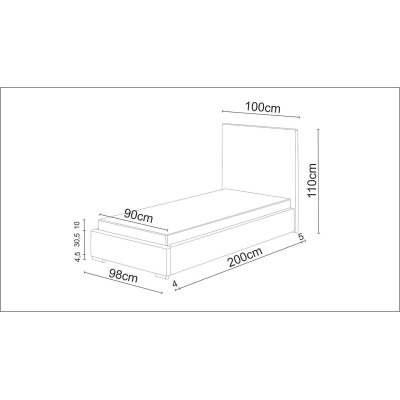 Jednolôžková posteľ 90x200 FLEK 6 - béžová