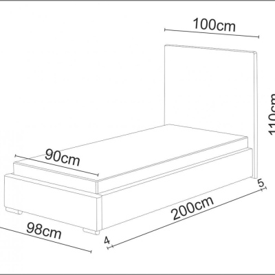 Jednolôžková posteľ 90x200 FLEK 4 - modrá
