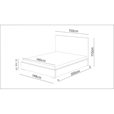 Manželská posteľ 140x200 FLEK 2 - čierna