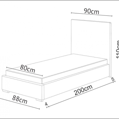 Jednolôžková posteľ 80x200 FLEK 4 - žltá