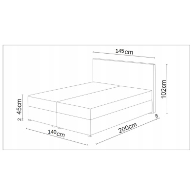 Manželská posteľ z ekokože s úložným priestorom 140x200 LUDMILA - biela / sivá