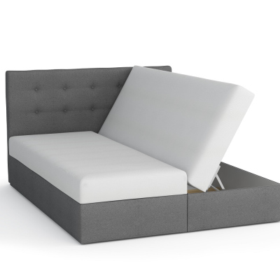 Manželská posteľ z ekokože s úložným priestorom 160x200 LUDMILA - béžová/hnedá