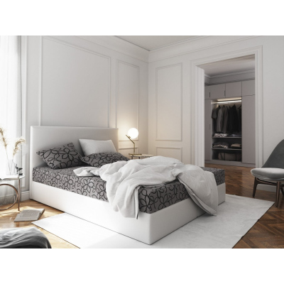 Manželská posteľ z ekokože s úložným priestorom 180x200 LUDMILA - biela / sivá