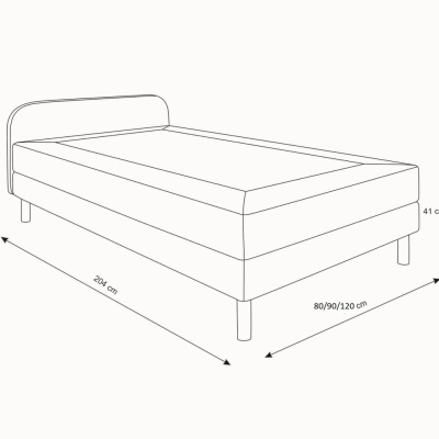 Posteľ pre tínedžerov s kovovými nohami 80x200 HENRYK 2 - sivá