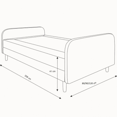 Posteľ pre tínedžerov s kovovými nohami 80x200 HENRYK 3 - béžová