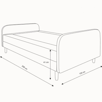 Posteľ pre tínedžerov s kovovými nohami 80x200 HENRYK 3 - béžová