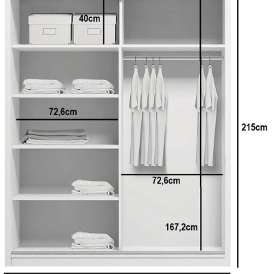 Priestranná šatníková skriňa FABIO, šírka 150 cm, výška 215 cm