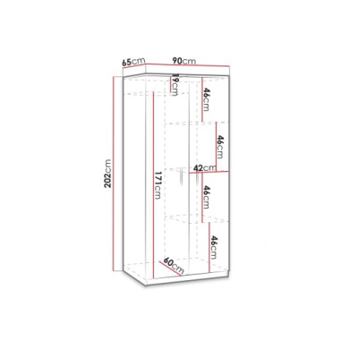 Dvojdverová skriňa s klasickým otváraním BRYAN - šírka 90 cm, dub zlatý