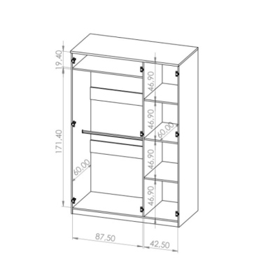 Trojdverová skriňa s klasickým otváraním BRYAN - šírka 135 cm, dub artisan