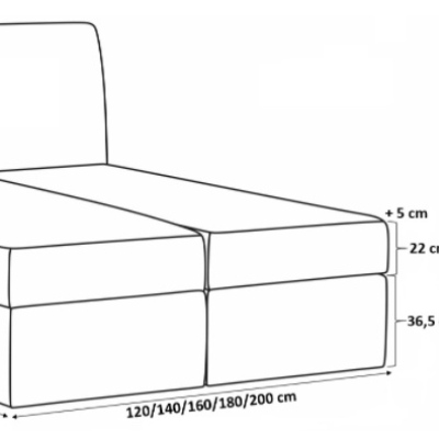 Čalúnená jednolôžková posteľ Ella šierna  120 + Topper zdarma