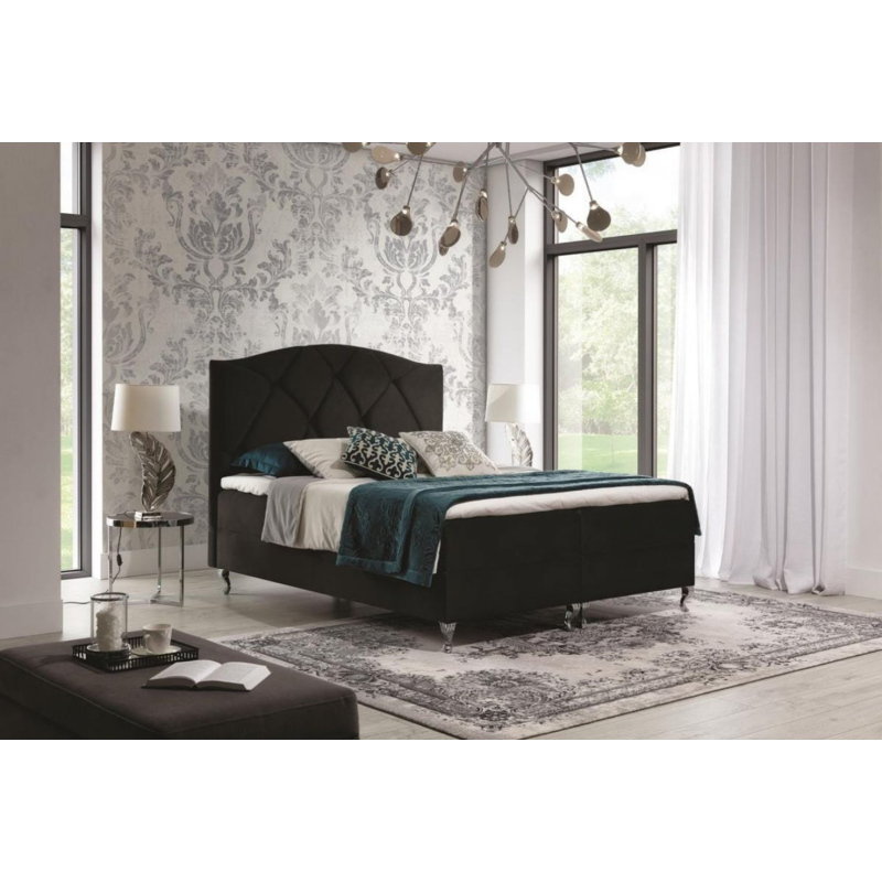 Kontinentálna posteľ 180x200 BENITA - čierna + topper ZDARMA