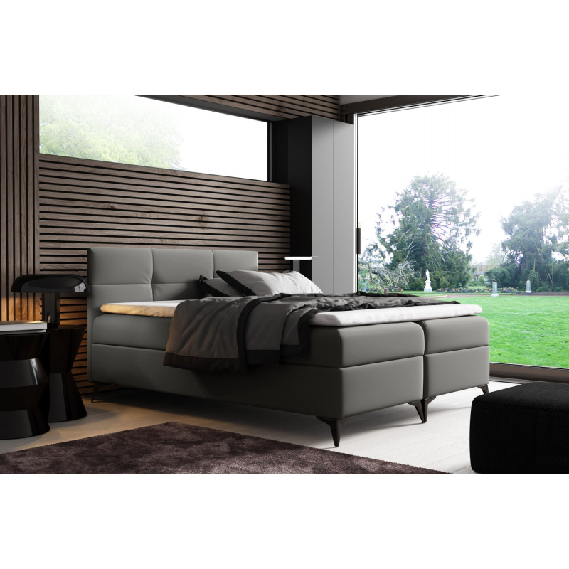 Elegantná posteľ potiahnutá eko kožou FLOKI 120x200, šedá + TOPPER