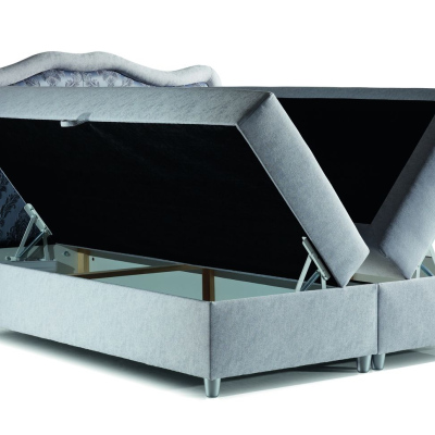 Boxspringová posteľ 120x200 GURI - modro-sivá + topper ZDARMA