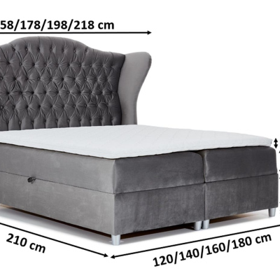 Luxusná boxspringová posteľ 160x200 RIANA - modrá + topper ZDARMA