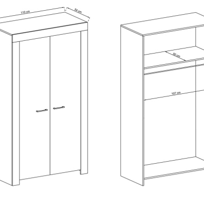 Šatníková skriňa SOFIE - šírka 110 cm, dub riviera