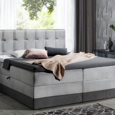 Čalúnená posteľ boxspring 120x200 MARYLIN - sivá + topper ZDARMA