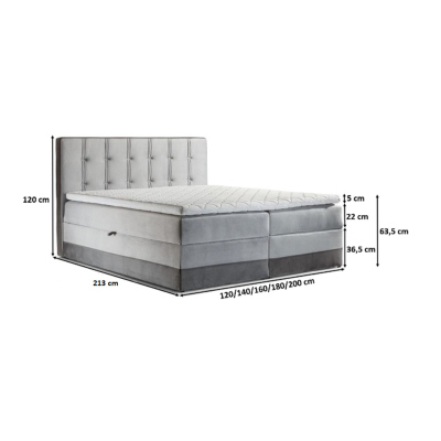 Čalúnená posteľ boxspring 200x200 MARYLIN - červená + topper ZDARMA