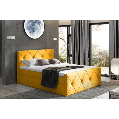 Kontinentálna posteľ 180x200 CARMEN LUX - žltá + topper ZDARMA