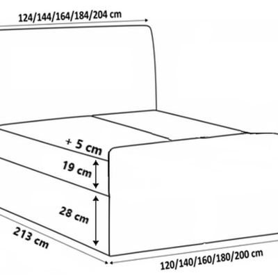 Kontinentálna posteľ 200x200 CARMEN LUX - čierna + topper ZDARMA