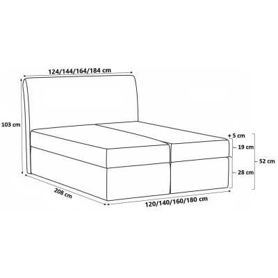 Kontinentálna posteľ 180x200 IVANA 4 - modrá + topper ZDARMA