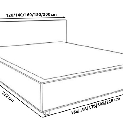 Čalúnená posteľ s prešívaným čelom 140x200 ALISHA - sivá