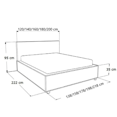 Čalúnená posteľ s úložným priestorom a osvetlením 120x200 LEXI - čierna ekokoža