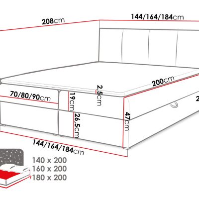 Kontinentálna manželská posteľ 160x200 CARMELA - zelená + topper ZDARMA