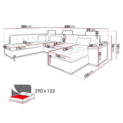 Rozkladacia sedacia súprava do U PORTLAND - béžová, ľavý roh