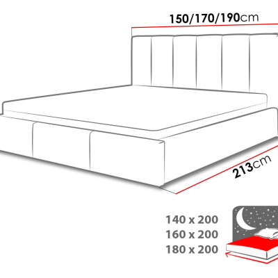Čalúnená manželská posteľ 160x200 LUBBOCK 1 - sivá