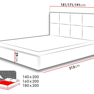 Čalúnená posteľ s úložným priestorom bez matraca 180x200 LINCOLN - sivá 2