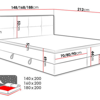 Kontinentálna posteľ 160x200 JERSEY - hnedá / sivá + topper ZDARMA