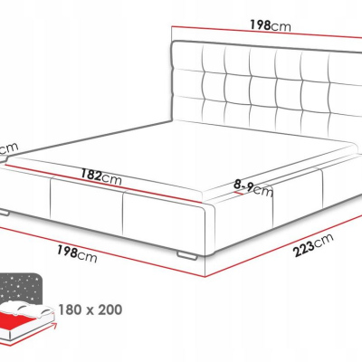 Posteľ s roštom a matracom 180x200 IRVINE 2 - hnedá ekokoža