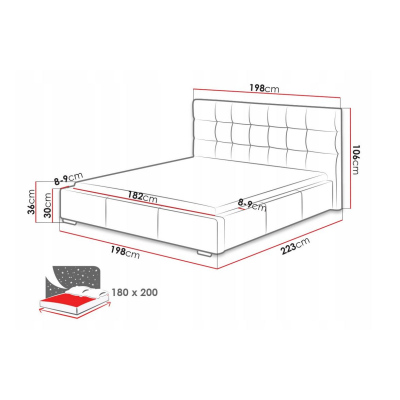 Posteľ s roštom a matracom 180x200 IRVINE 2 - sivá ekokoža