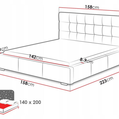 Posteľ s roštom a matracom 140x200 IRVINE SLIM 2 - šedá ekokoža