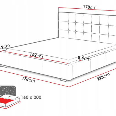 Posteľ s roštom a matracom 160x200 IRVINE SLIM 2 - čierna ekokoža