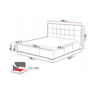 Posteľ s roštom a matracom 160x200 IRVINE SLIM 2 - čierna ekokoža