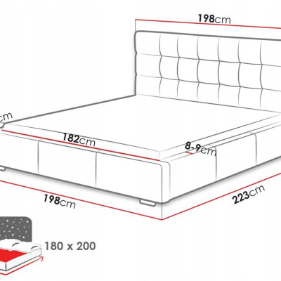 Posteľ s matracom a úložným priestorom 180x200 IRVINE SLIM 1 - šedá ekokoža