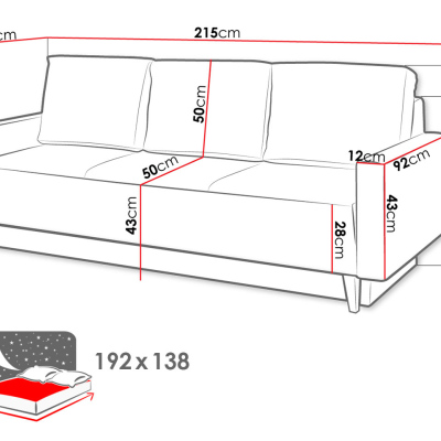 Obývacia zostava s pohovkou a LED osvetlením ALBANY 5 - matná biela / dub san remo / hnedá