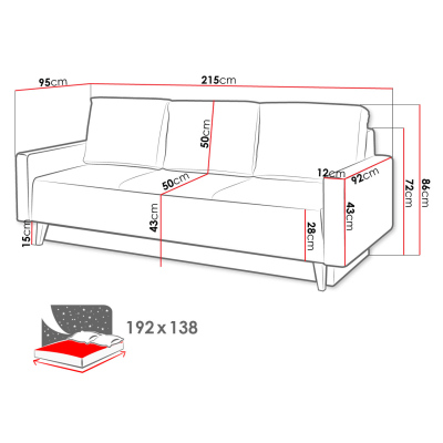 Obývacia zostava s pohovkou a LED osvetlením ALBANY 5 - matná biela / dub san remo / hnedá