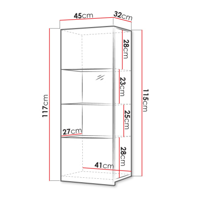 Presklená závesná vitrína CHEMUNG - biela / lesklá biela