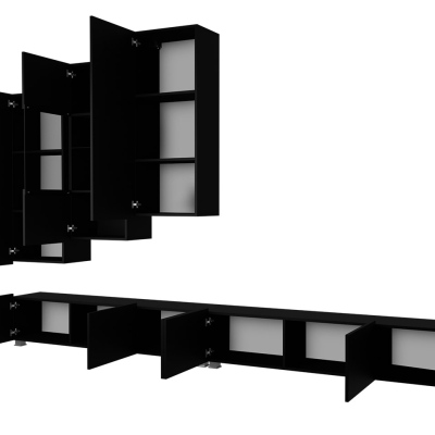 CHEMUNG 15 obývacia stena - čierna / lesklá čierna