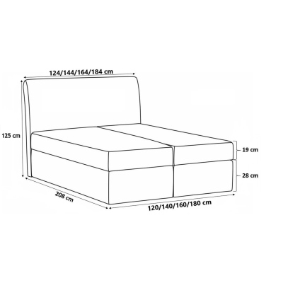 Kontinentálna posteľ LUCIA - 200x200, hnedá + topper ZDARMA