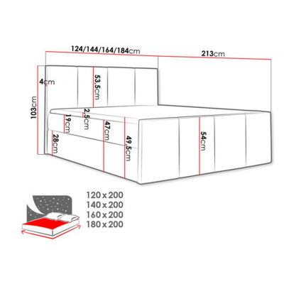 Posteľ s matracom a roštom LOLA - 140x200, červená 2 + topper ZDARMA