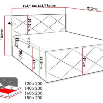 Posteľ s matracom a roštom HALKA - 180x200, béžová 2 + topper ZDARMA