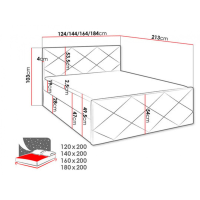 Posteľ s matracom a roštom HALKA - 180x200, modrá 4 + topper ZDARMA