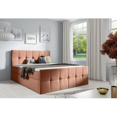 Manželská posteľ CHLOE - 160x200, lososová + topper ZDARMA