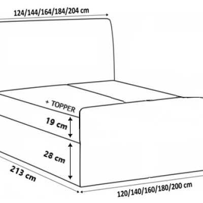 Manželská posteľ CHLOE - 160x200, lososová + topper ZDARMA
