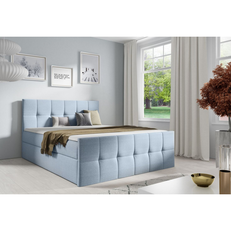 Manželská posteľ CHLOE - 140x200, svetlo modrá + topper ZDARMA