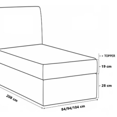 Boxspringová posteľ CELESTA MINI - 80x200, modrá + topper ZDARMA