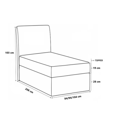 Boxspringová posteľ CELESTA MINI - 80x200, modrá + topper ZDARMA